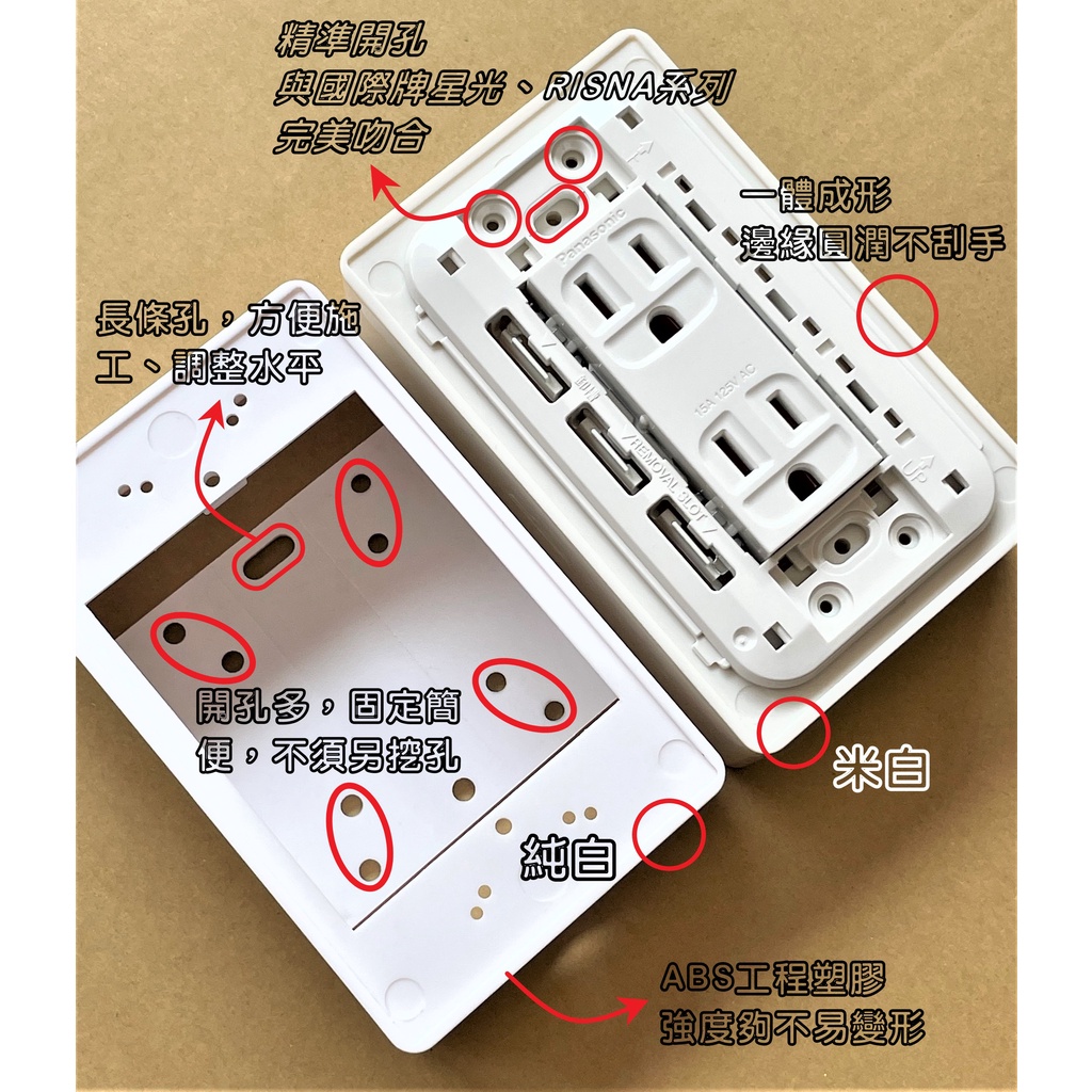ABS塑膠一體成型 開關 插座用 明盒 明BOX 開關盒 插座盒 塑膠明盒 塑膠盒 電氣盒 接線盒 美術盒 一連 兩連 | 蝦皮購物