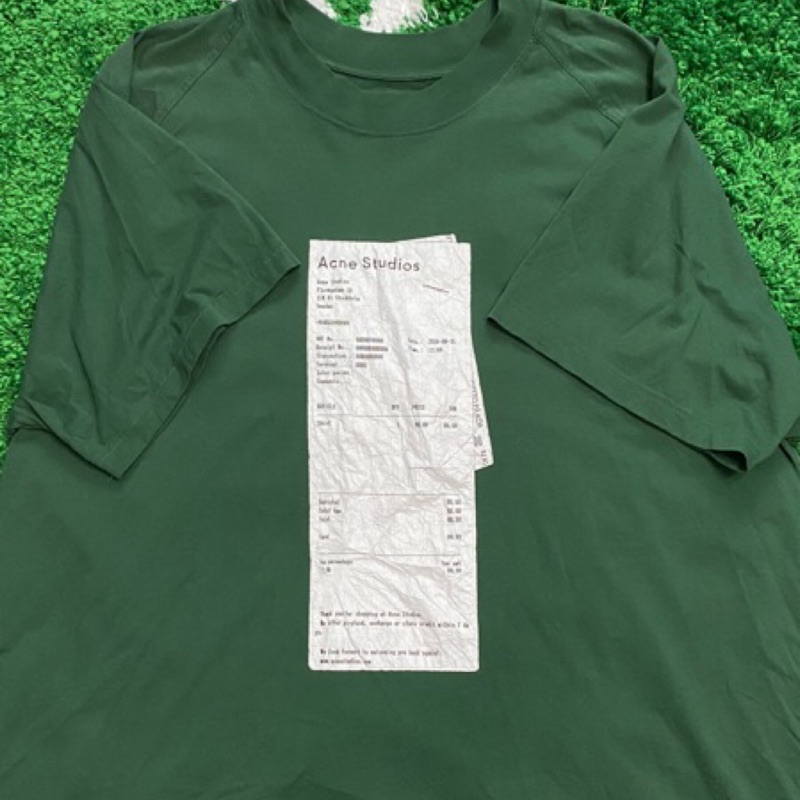 二手美品罕見墨綠色ACNE STUDIOS 發票收據短Tee T-shirt 青山限定（售