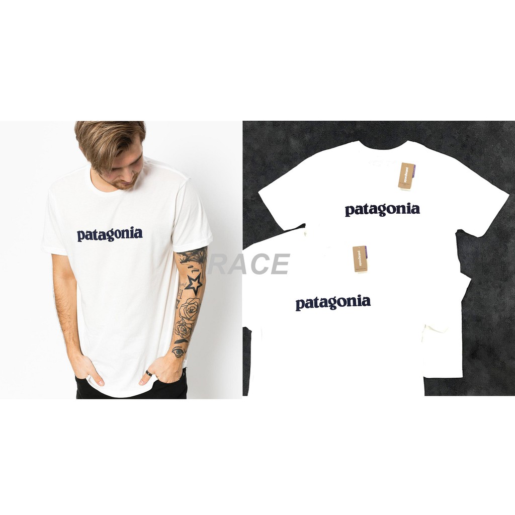 RACE】PATAGONIA TEXT LOGO ORGANIC T-SHIRT T恤短袖圓領基本款白
