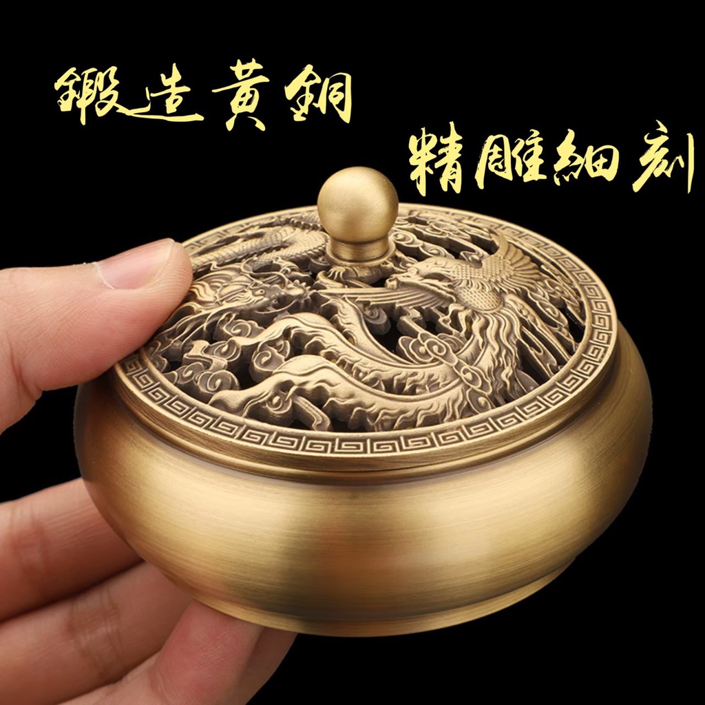台灣現貨附發票純銅】純銅香爐銅香爐純銅薰香爐盤香爐檀香爐仿古