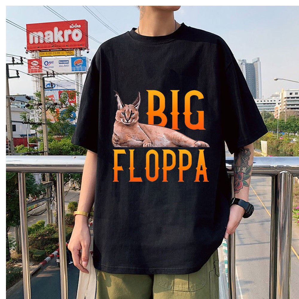 Big Floppa Meme 可愛 Caracal Cat Print 經典 Oversize 舒適男式 T 恤經典獨 | 蝦皮購物