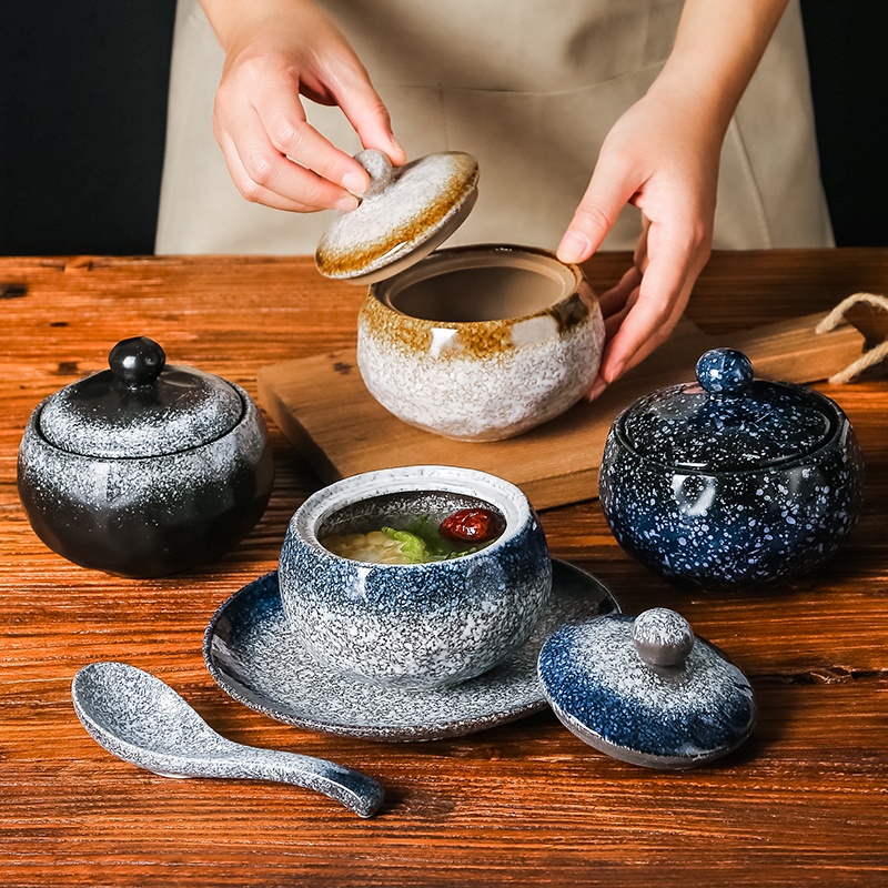 手絵青花陶磁碗有蓋碗スイーツ碗家用煮汁、遮水煮燕窩、蒸蛋81 - 食器