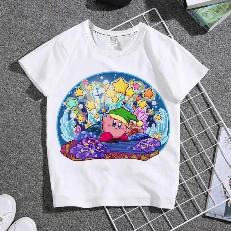 【N1ne】兒童短袖 夏季衣服 卡通星之卡比上衣 卡通T恤 中學生短袖衣服 卡通親子裝 | 蝦皮購物