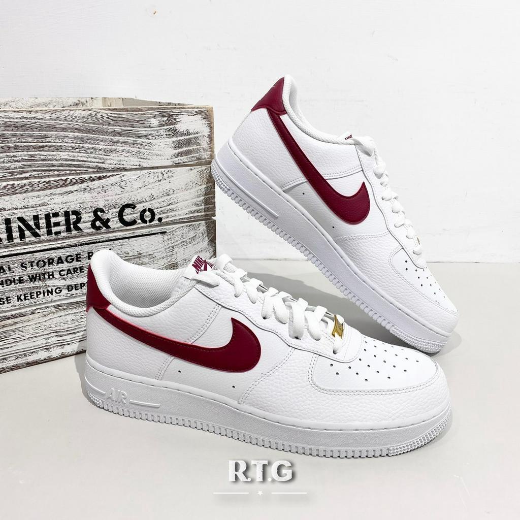 RTG】NIKE AIR FORCE 1 07 白色酒紅勾荔枝皮金扣復古穿搭男女CZ0326