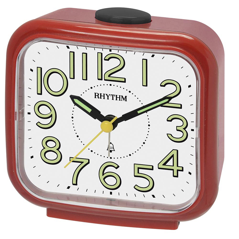 RHYTHM CLOCK 日本麗聲鐘簡單設計實用家居貪睡夜光鈴聲鬧鈴超靜音走時鬧鐘(烈焰紅) 蝦皮購物
