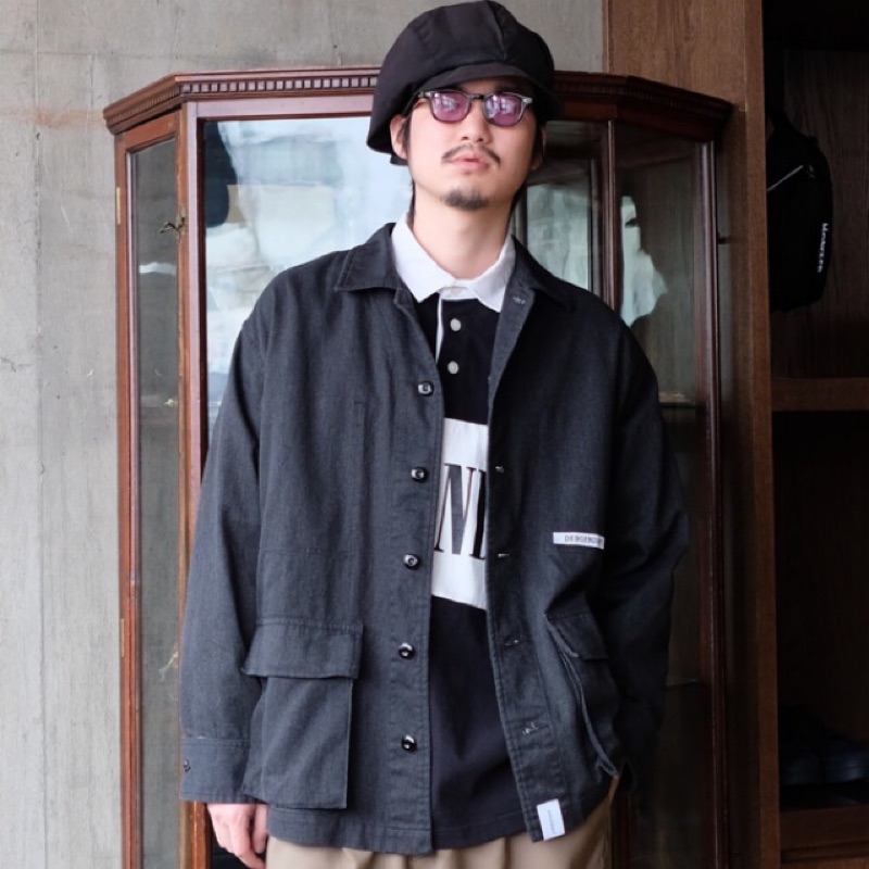 美品　descendant 刺繍ロゴ入り　長袖　ワークシャツ　DWU descendant ディセンダント 20SS DWU WORK SHIRT ワークシャツ