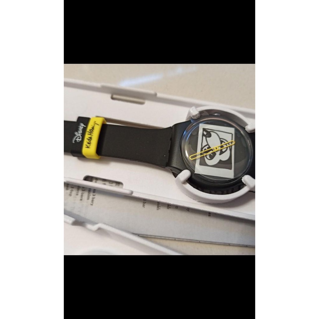 全新Swatch Keith Haring Mickey Mouse Disney Blanc Sur Noir Su