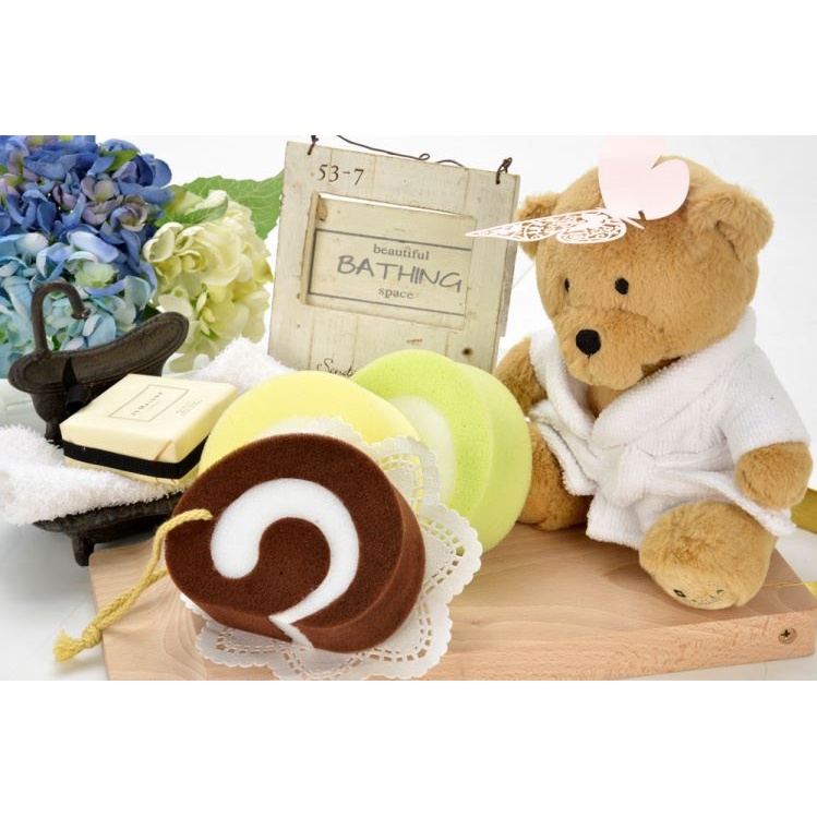 KEYTOSS 烘焙幸福生活-法式生乳捲 沐浴海綿 | 蝦皮購物