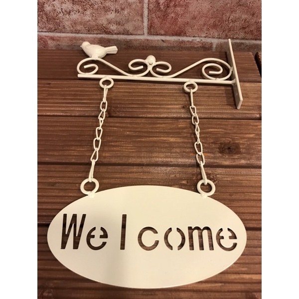 壁掛歡迎牌 zakka 小鳥welcome 掛飾牌 馬口鐵 鐵藝裝飾 美式鄕村風掛牌 | 蝦皮購物