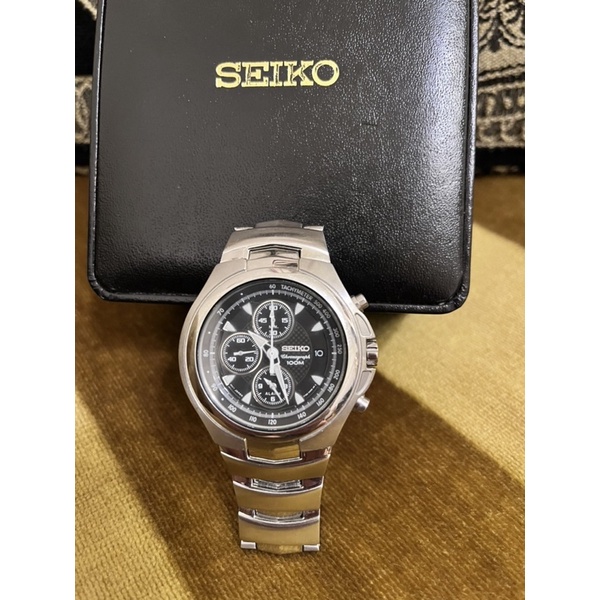 SEIKO alarm chronograph 100M潛水/測速記時三眼錶，錶徑40mm,少戴