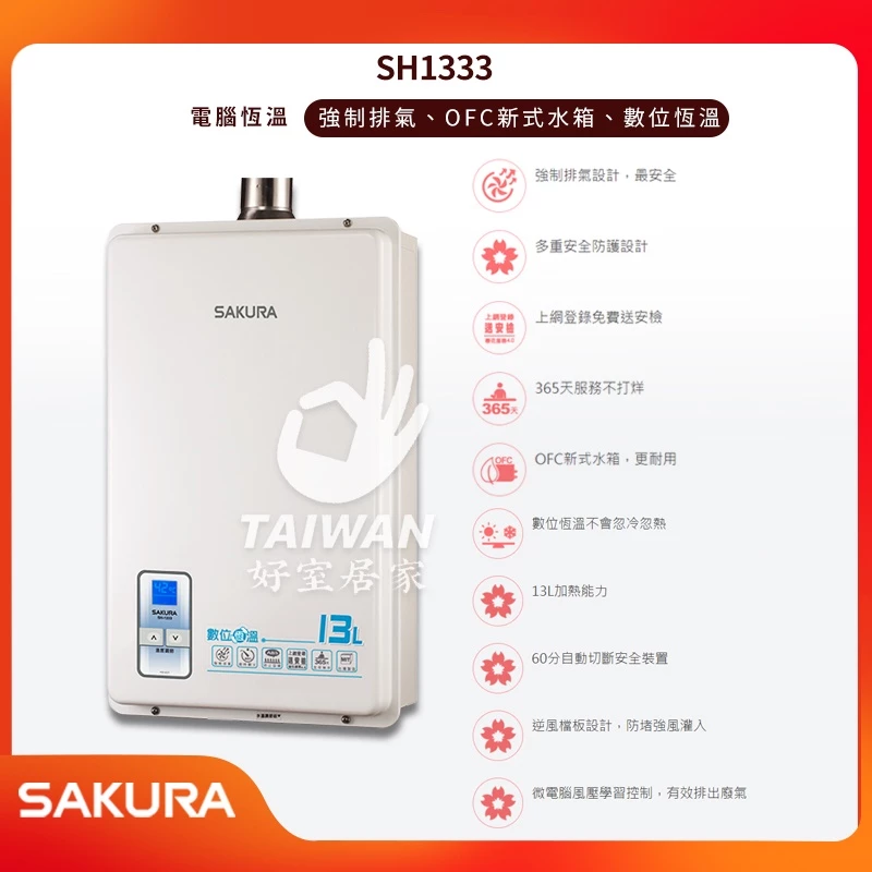 告別忽冷忽熱的洗澡噩夢!櫻花 SAKURA SH-1333 13L 數位恆溫熱水器深度開箱與評測