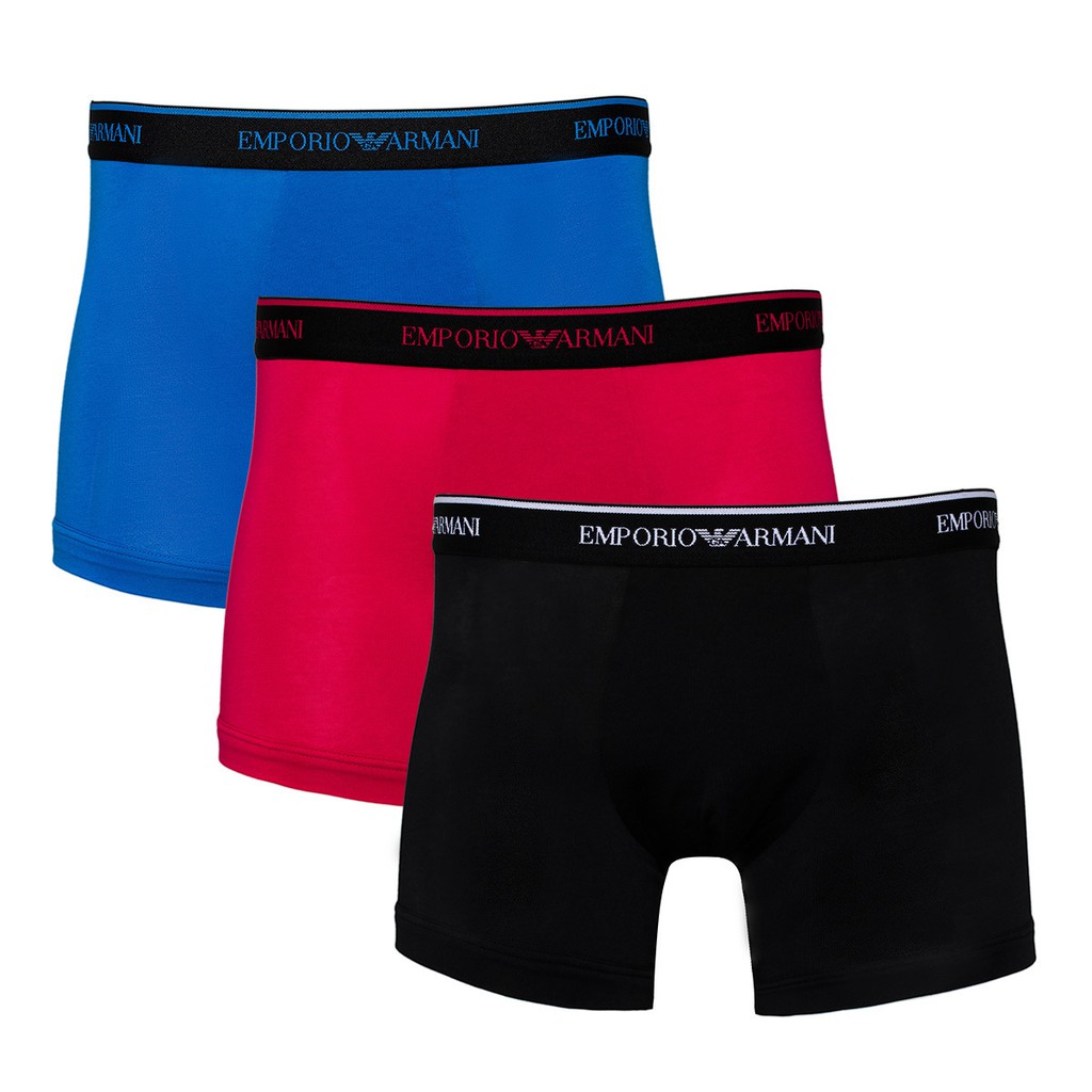 Emporio Armani 彈性內褲 四角褲 3件組 EA 黑 藍 灰 紅 …