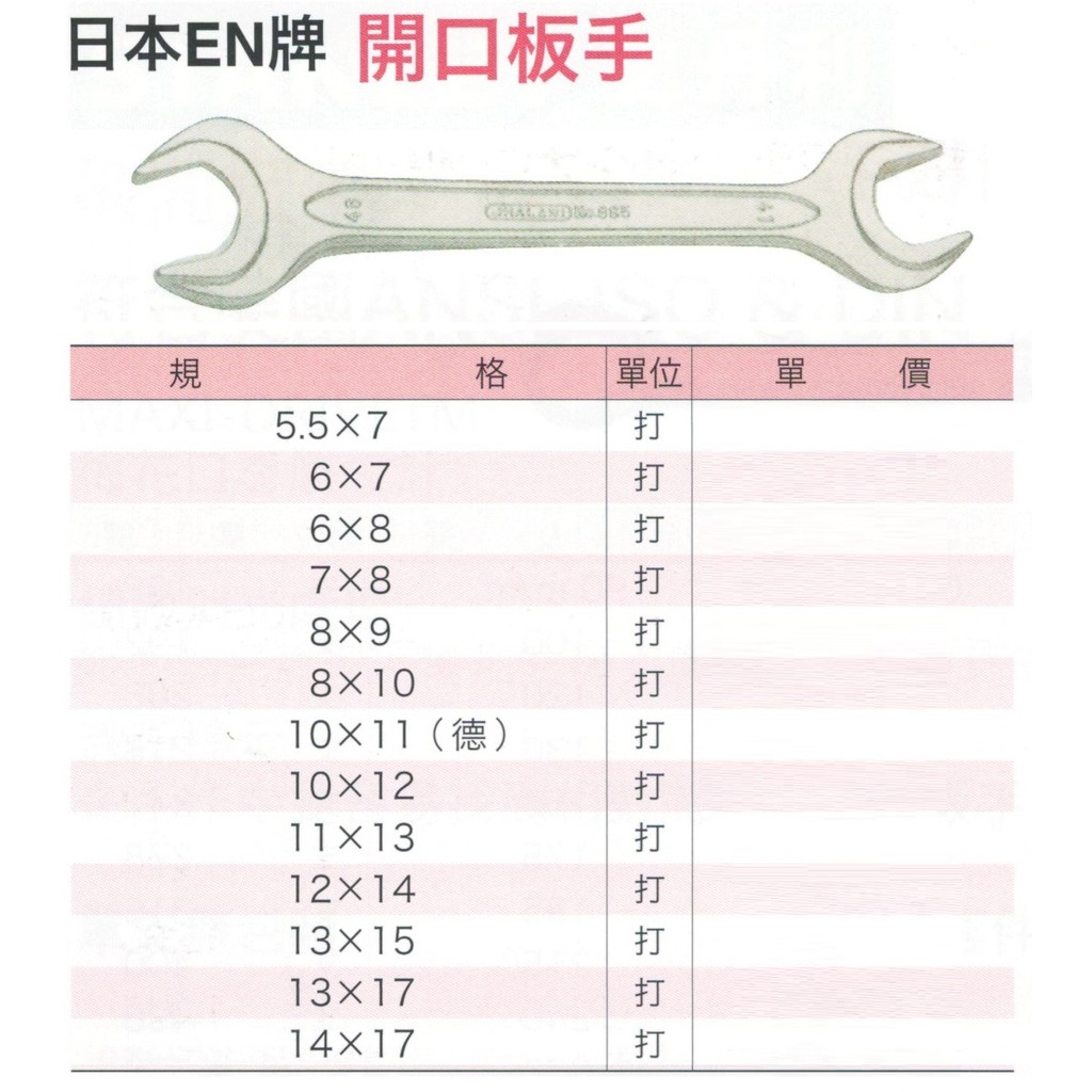 日本EN牌 開口板手 開口扳手 價格請來電或留言洽詢 | 蝦皮購物