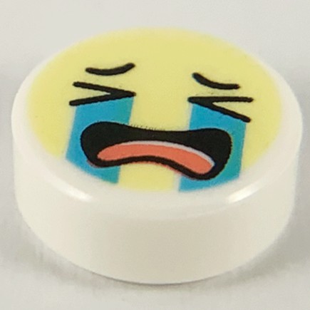 樂高 Lego 白色 1x1 大哭 圓形 表情 98138pb138 印刷 41908 Emoji White Tile | 蝦皮購物