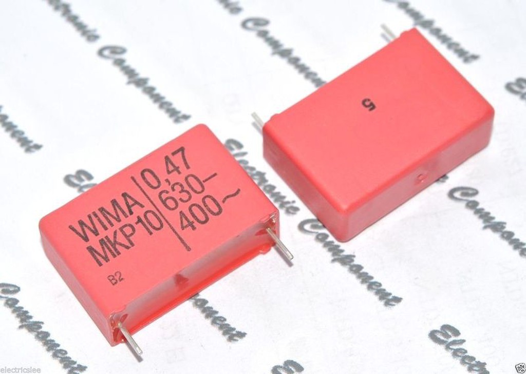 4 Condensatori A Film WIMA MKP10 0.047uF (47nF) 630V 5% Passo 15mm - Made In Germany