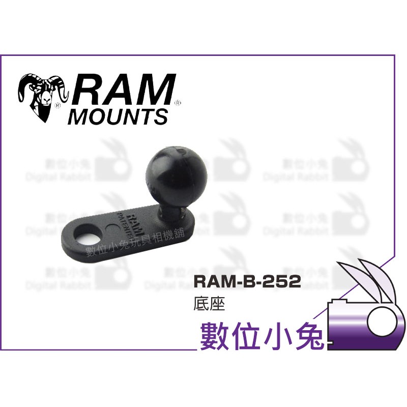 Ram Mount RAM-B-252 Base Plate - .87 X 2.25 Inch With 11mm Hole & 1 Ball For Electronics Mounting