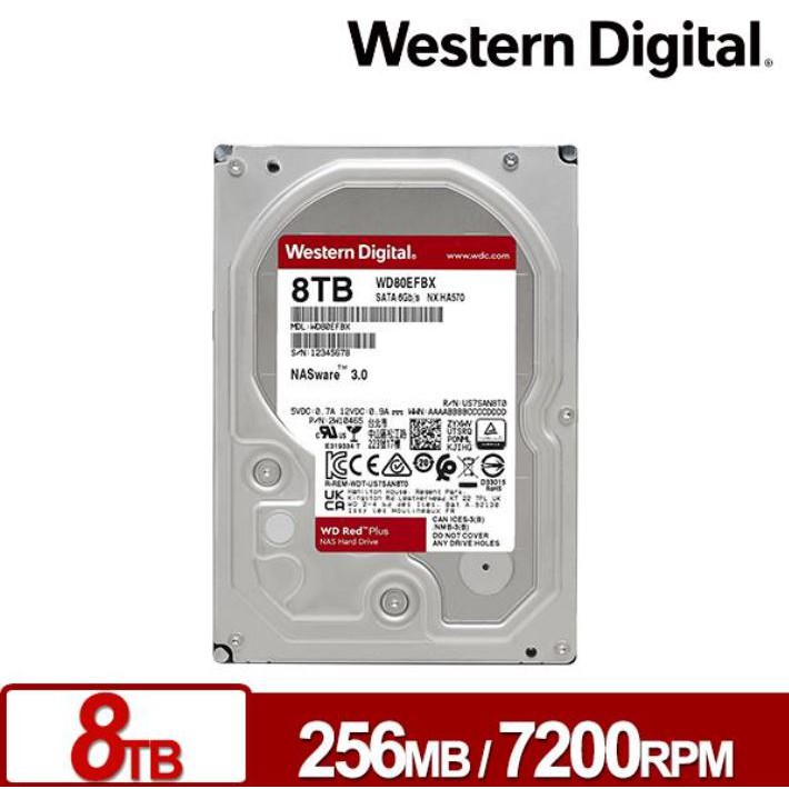 含稅公司貨】WD威騰紅標Plus 8TB 3.5吋NAS硬碟WD80EFZZ 8T | 蝦皮購物