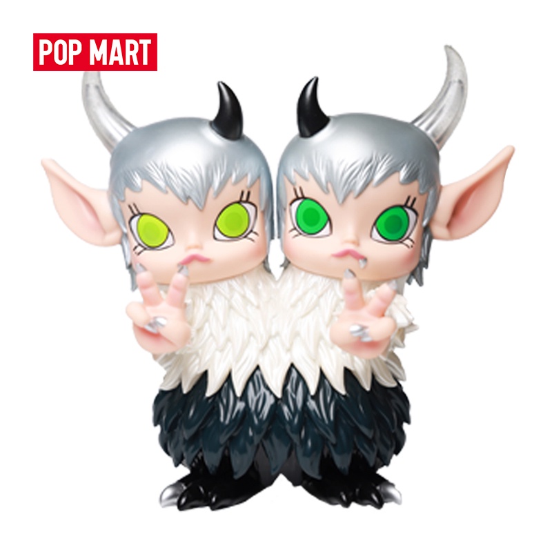 POPMART泡泡瑪特 MOLLY雙子獸黑銀版限定品手辦道具玩具創意禮物盲盒