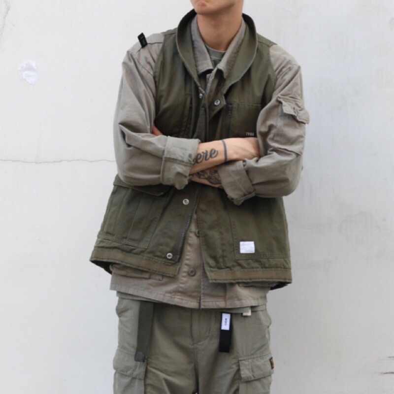 二手美品WTAPS 18SS REP / JACKET. COTTON. CHINO 軍裝背心夾克| 蝦皮購物