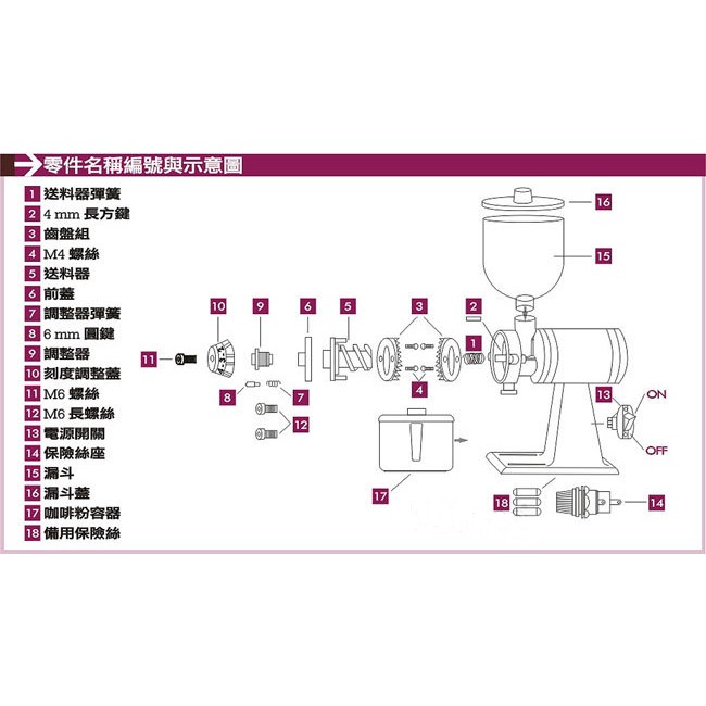 TDTC 咖啡館】飛馬牌610N-半磅義式咖啡專用磨豆機(黑/ 紅