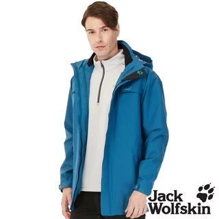 【Jack wolfskin 飛狼】男 Sympatex 防風防水透氣外套 內裡印花 單件式『蔚藍』.