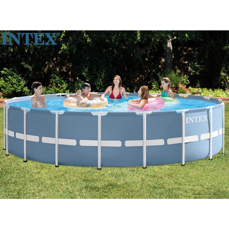 特價促銷 INTEX 26710 12尺灰色圓形管架水池 免充氣支架水池 家庭游泳 366*76cm 迷露森活 | 蝦皮購物