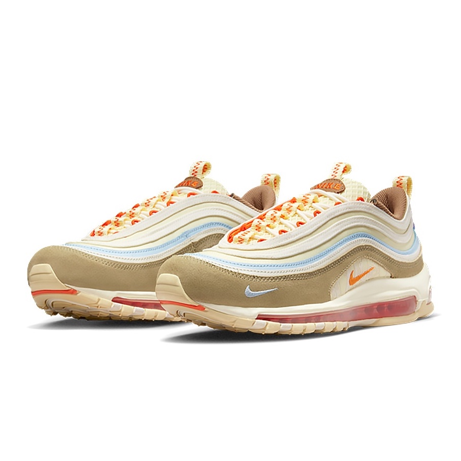 Kazima｜Nike Air Max 97 拼接卡其奶油色米白白綠色橘色氣墊男款DX6037 