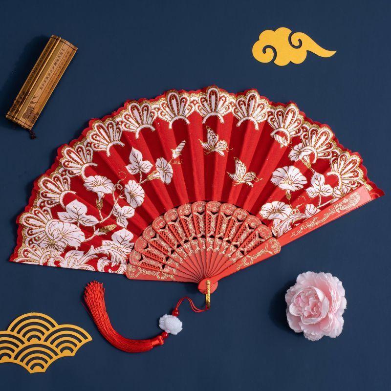 夕顏中國風古風扇子旗袍扇子女士摺扇舞蹈扇女士扇 道具網紅扇 | 蝦皮購物