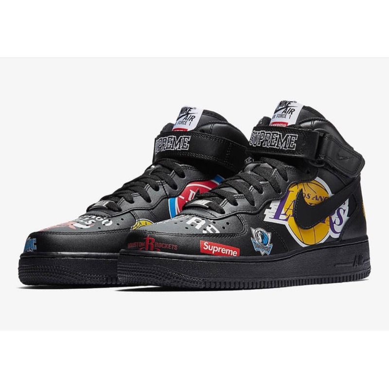 全新Supreme x nba x Nike Air Force 1 mid 黑色Us 9.5 老爸鞋Af1