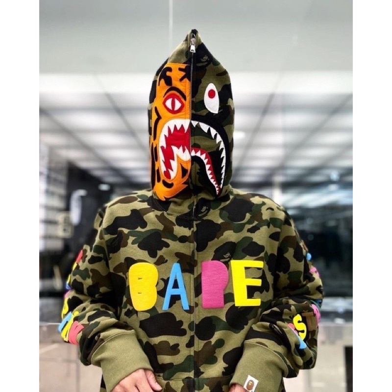 BAPE X READYMADE 】TIGER SHARK FULL ZIP HOODIE 聯名迷彩鯊魚外套