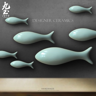 家飾品陶磁器招財魚置物