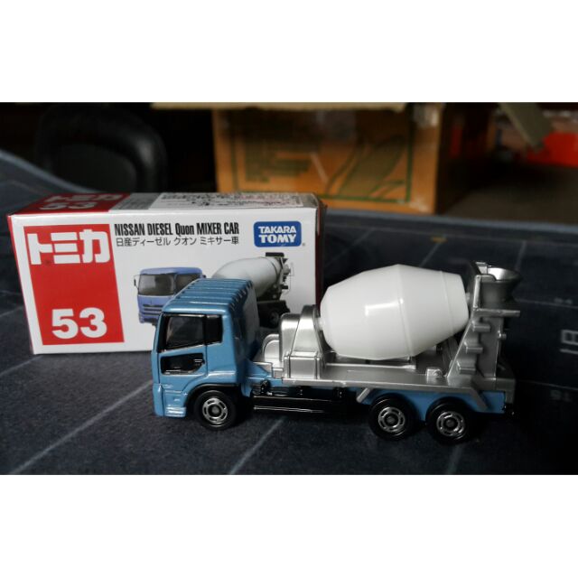 Takara Tomy Tomica Nissan Diesel Quon Cement Mixer Toy - Rotating Mixer, Japan Import, For Ages 3+