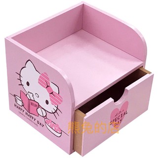 《熊兔的店 》新款 限量優惠價 正版授權 木製 Hello Kitty 抽屜收納盒 桌上收納盒 KT-630103