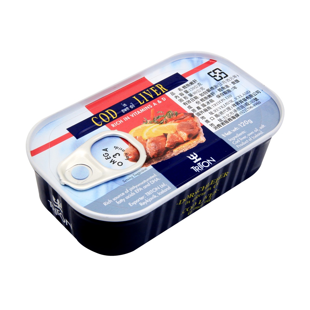 冰島 鱈魚肝罐 鱈魚嫩肝 AS King Cod Liver TRITON 鱈魚肝/老船長鱈魚肝（120g） | 蝦皮購物