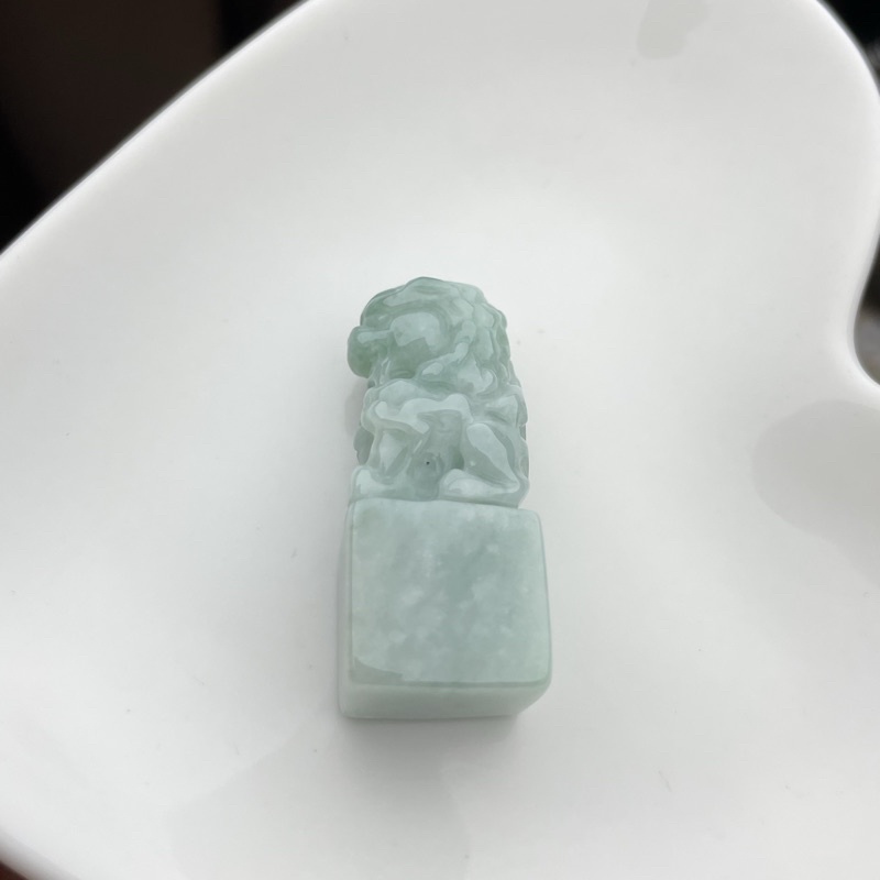 神獸翡翠石獅子印章可當小擺件成品859 860Eo 天然緬甸A貨翡翠批發零售
