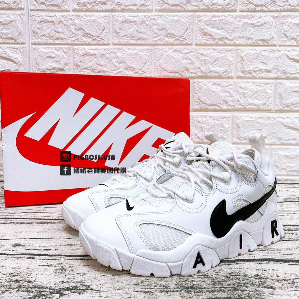 豬豬老闆】NIKE Air Barrage Low 白黑大LOGO 休閒運動男款CW3130-100