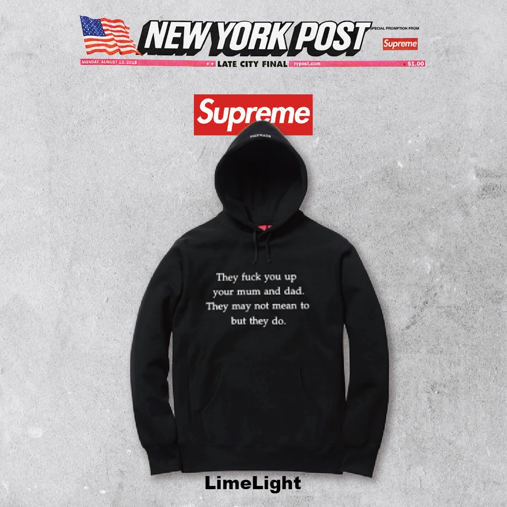 ☆LimeLigh☆ Supreme They Fuck You Up Hooed 帽TEE 黑S