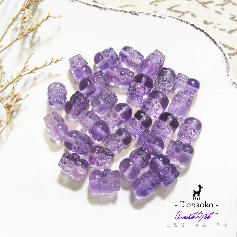 晶格格的多寶格》天然巴西高透體紫水晶貔貅直孔珠【RD350】約8.5-11mm