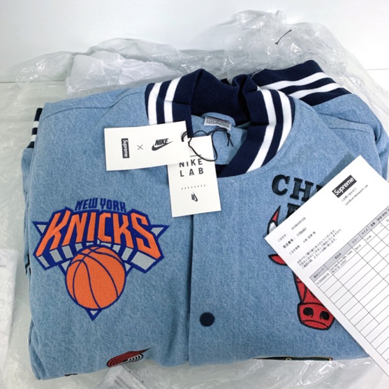 Supreme x NBA x NIKE Warm-up Jacket Denim 丹寧外套AO3632-440 L號