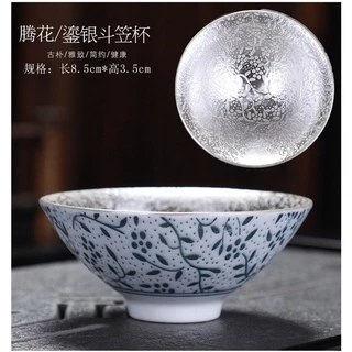 銀杯　純銀 盃　3個 內外全銀保溫杯純銀茶杯錘紋銀盃子999純銀保溫杯中式禮品杯刻字