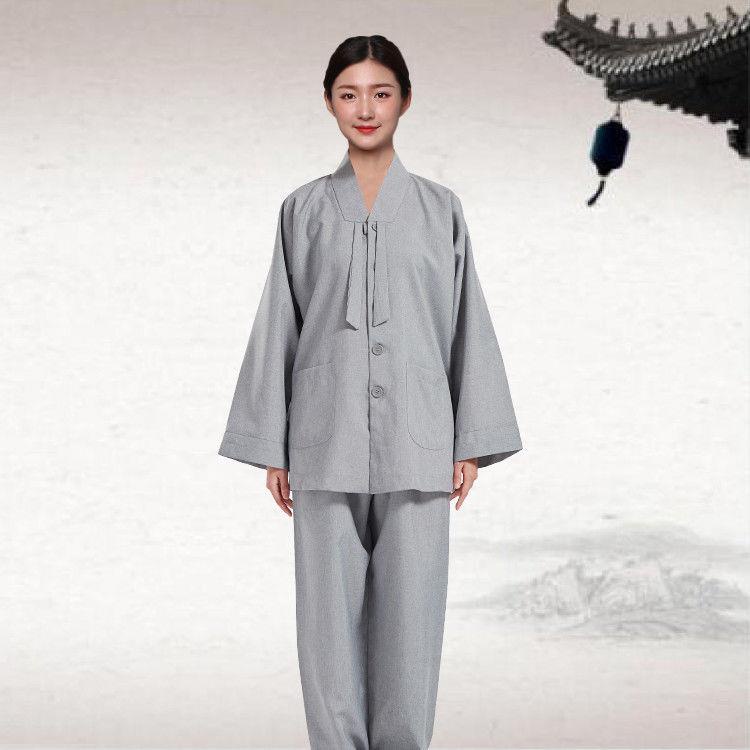【絲光棉居士服】海青居士服套裝僧服佛衣禪修服立領V領男女同款 居士服 僧服 佛系套裝 | 蝦皮購物