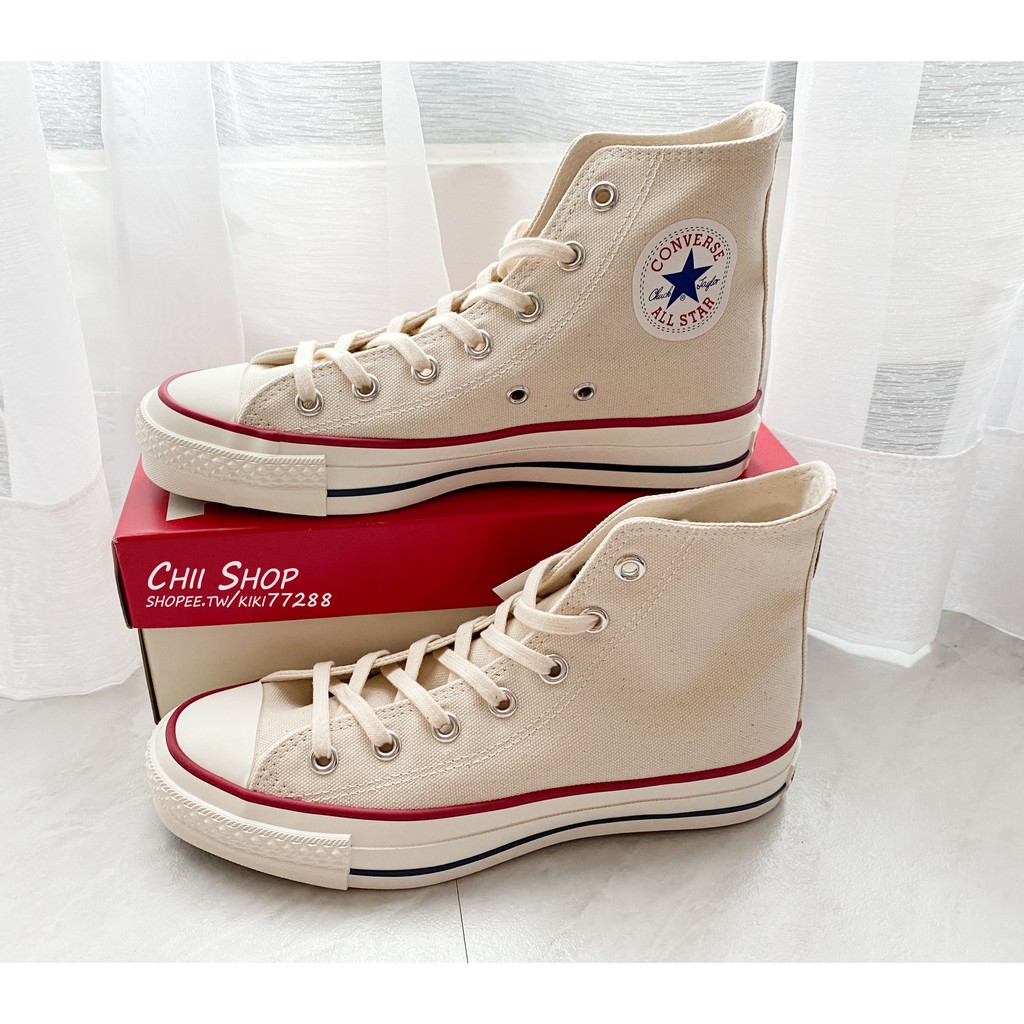 【CHII】日本代購 Converse CANVAS ALL STAR J HI 日本製 米色 紅線 高筒 帆布鞋