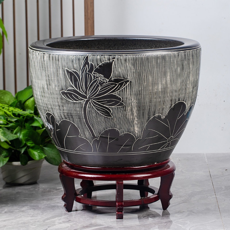 陶瓷魚缸大型水缸荷花睡蓮盆戶外金魚缸落地庭院大缸| 蝦皮購物