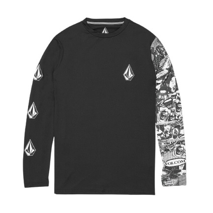 Volcom ICONIC STONE COLLAGE LONG SLEEVE RASHGUARD - BLACK防磨衣 | 蝦皮購物