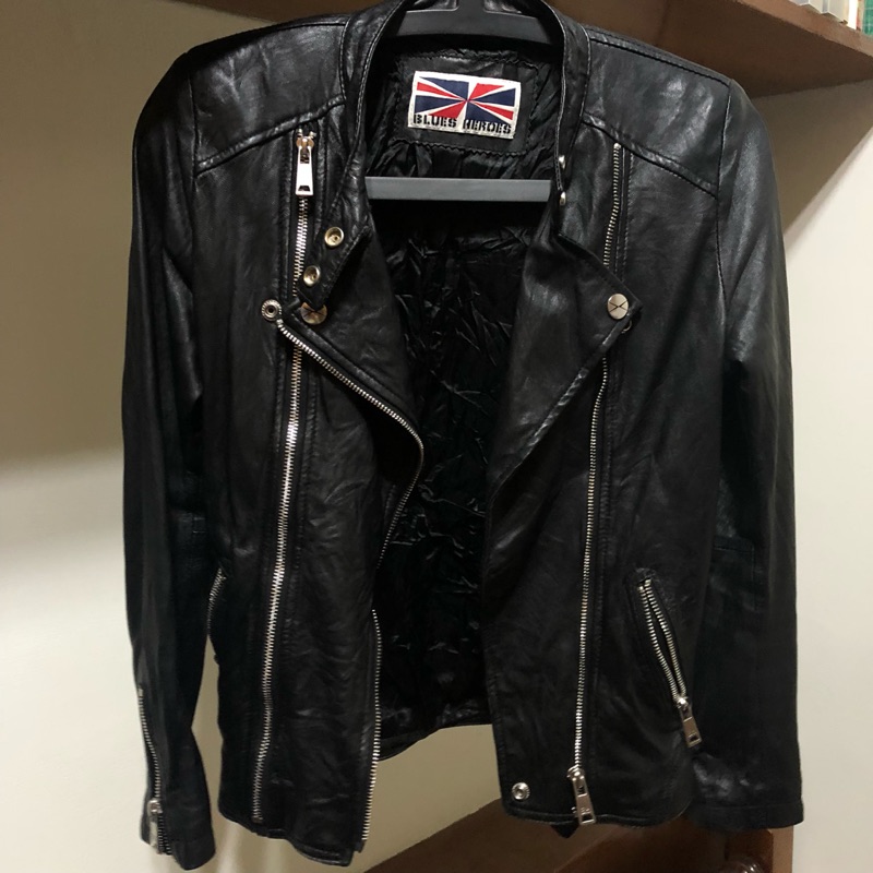 Blue heroes leather outlet jacket