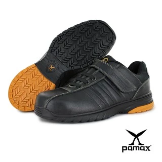 PAMAX 帕瑪斯-【皮革製】超彈力氣墊防滑安全鞋、後跟反光設計、黏貼式 /PS8902FEH/男尺寸6-12