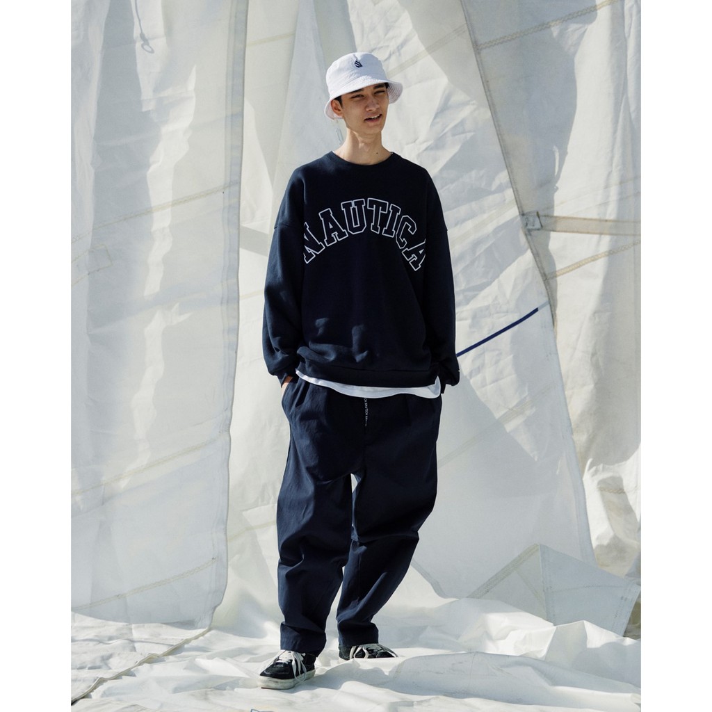NAUTICA 2021SS Arch Logo Crewneck Sweatshirt 刺繡大LOGO 大學TEE 