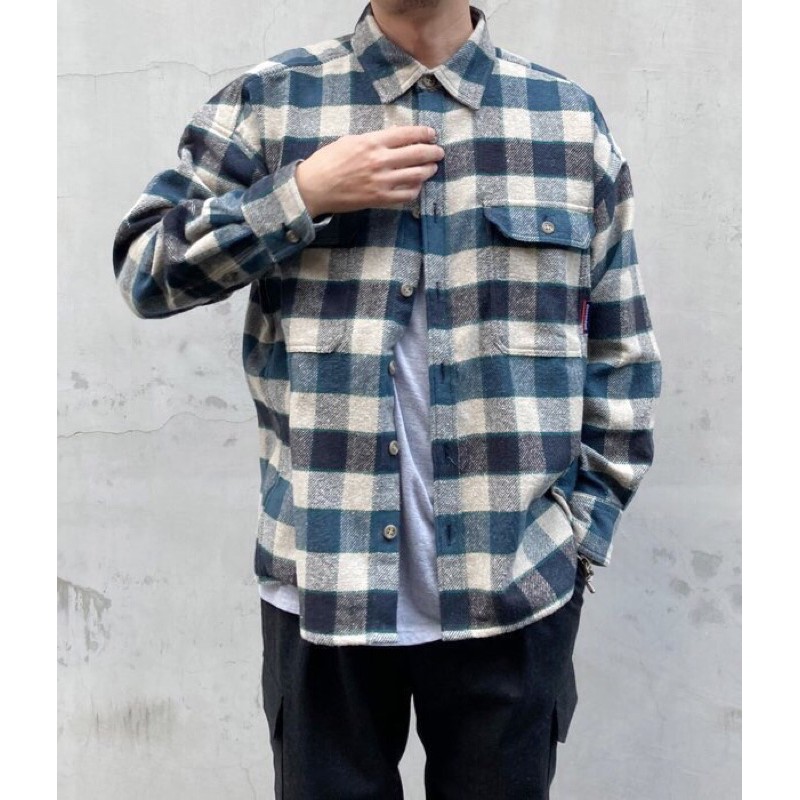 DESCENDANT 20AW DCDT VANING CHECK LS SHIRT 長袖襯衫全新現貨深藍M