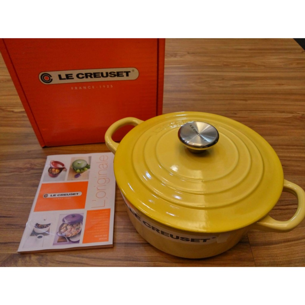 全新品~LE CREUSET 閃亮黃/太陽黃16cm圓鍋| 蝦皮購物