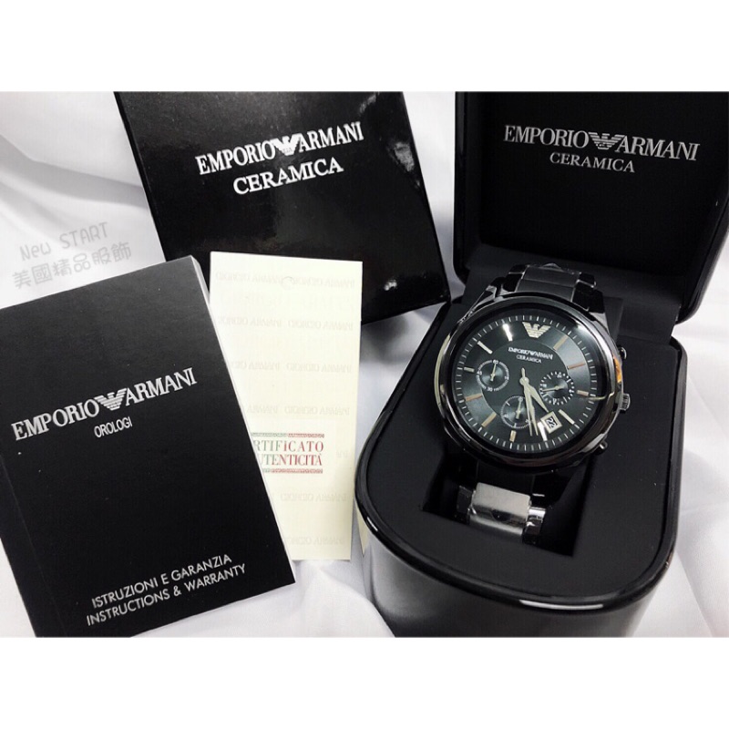 【New START精品服飾-員林】EMPORIO ARMANI AR1452 經典時尚陶瓷計時腕錶 手錶 | 蝦皮購物